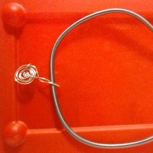 NWT Handmade Silver Plated Swirl Grey Leather Cord